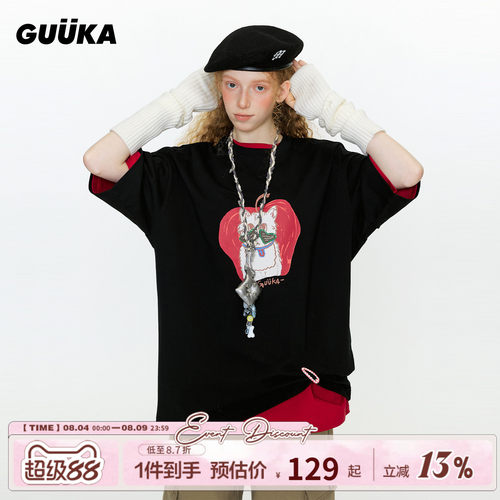 GUUKA夏季落肩短袖T恤