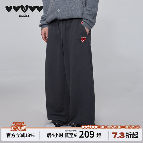 GUUKA美式街头弯刀卫裤重磅磨毛