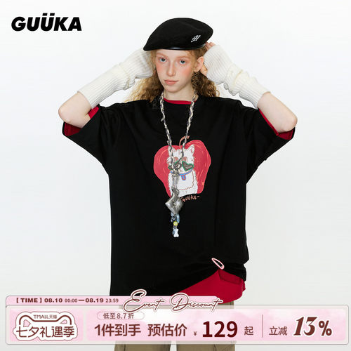 GUUKA夏季落肩短袖T恤