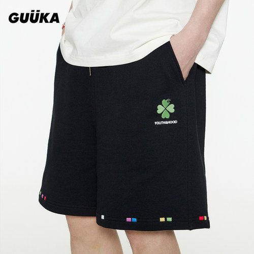 GUUKA爱心幸运四叶草短裤