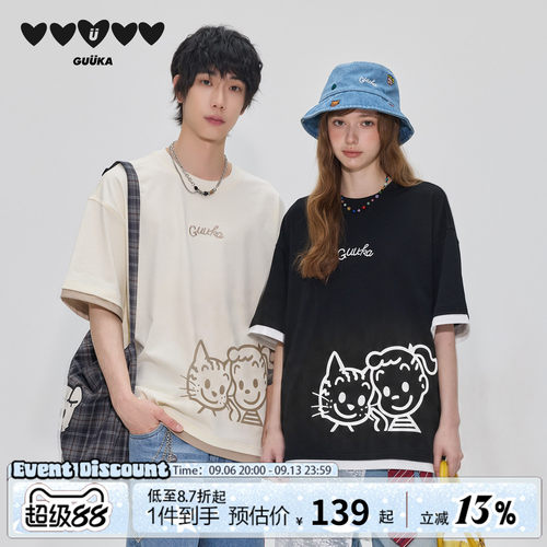 GUUKA&原田治联名重磅纯棉T恤