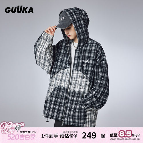 GUUKA黑白格子复古时尚夹克