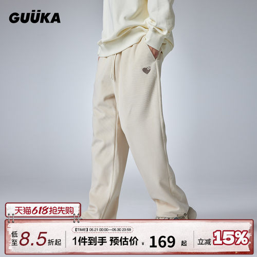 GUUKA爱心刺绣灯芯绒休闲裤