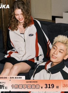 GUUKA罗云熙同款夹克男潮牌机车服 泽西风美式复古运动风外套宽松