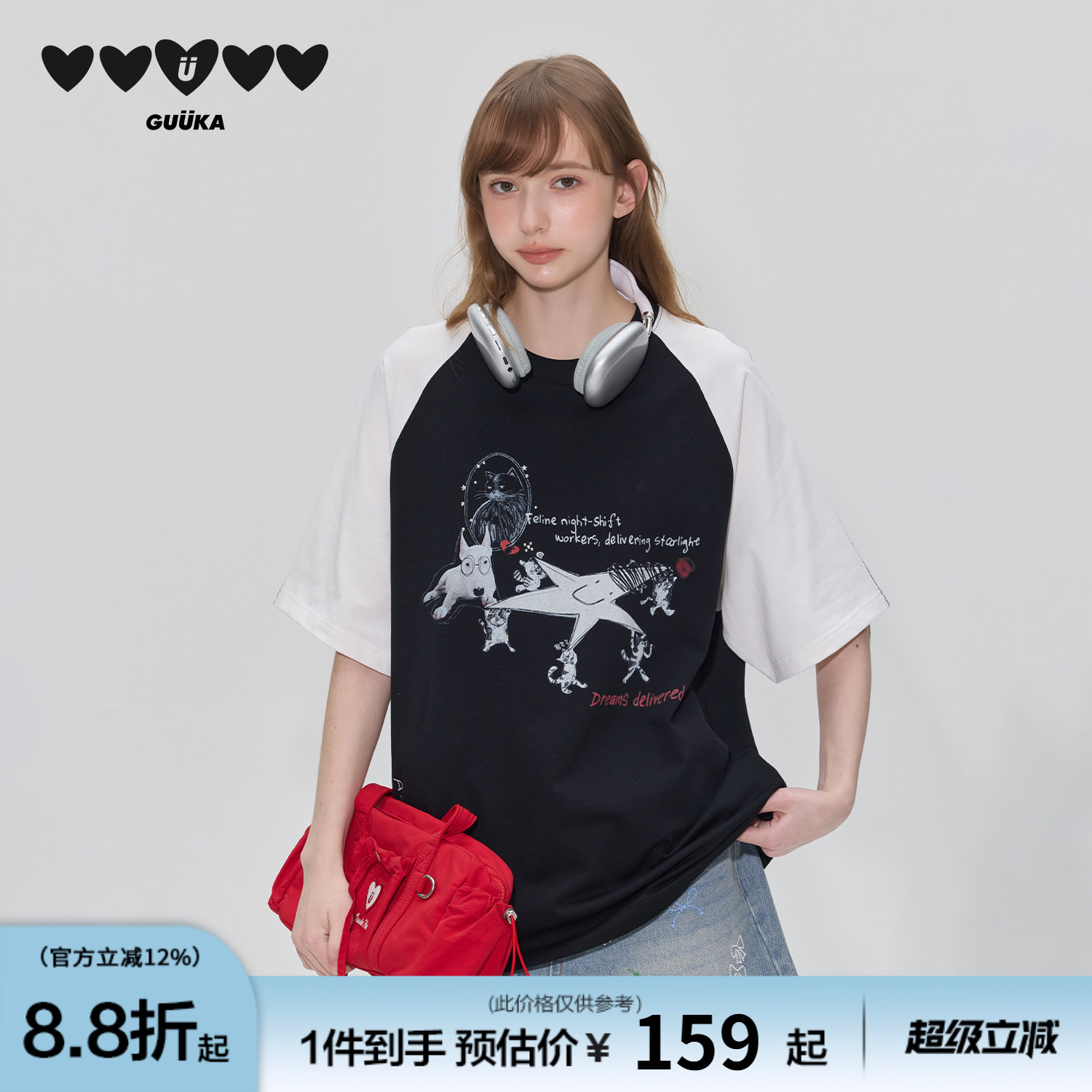 GUUKA小狗印花短袖T恤图片