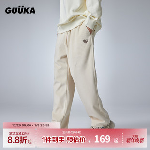 刺绣直筒裤 GUUKA潮牌灯芯绒男裤 长裤 复古美式 女运动宽松 子秋冬季