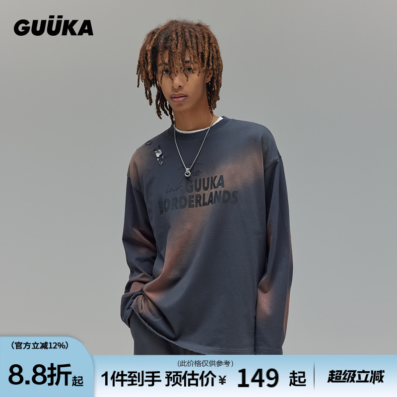 GUUKA废土风慵懒长袖T恤