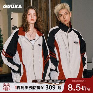 复古运动风外套宽松 泽西风美式 GUUKA罗云熙同款 夹克男潮牌机车服