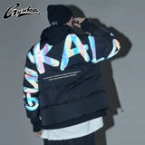 Короткий пуховик для школьников в стиле хип-хоп, светоотражающая бархатная куртка, утиный пух, оверсайз