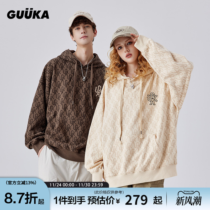 GUUKA复古慵懒风连帽卫衣