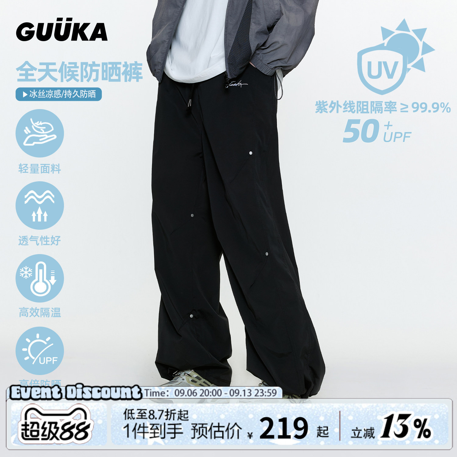 GUUKA美式垂感阔腿伞兵裤图片