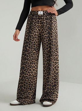 Women's casual pants loose leopard print pants休闲裤女豹纹