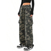 hop Women wide hip workwear pants女迷彩裤 camouflage leg