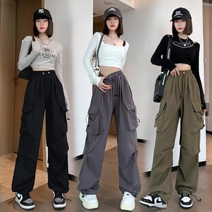 Women's American workwear pants, wide leg pants美式工装裤女