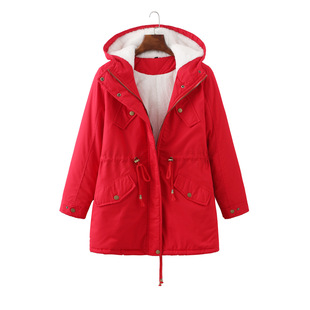 cotton Women hooded velvet jacket女士加绒连帽棉衣
