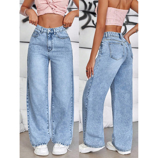 Women's loose jeans跨境牛仔裤2025夏新款宽松潮流设计感长裤女