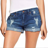 shorts欧美弹力破洞牛仔短裤 Women 女 ripped denim stretch