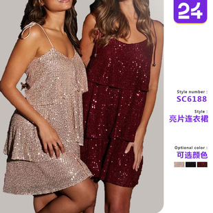 short Women camisole sleeveless skirt女亮片吊带短裙 sequined