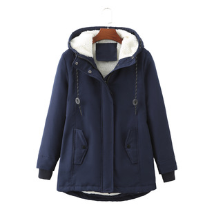 Ladies hooded lamb wool pie overcomes cotton coat女连帽棉衣