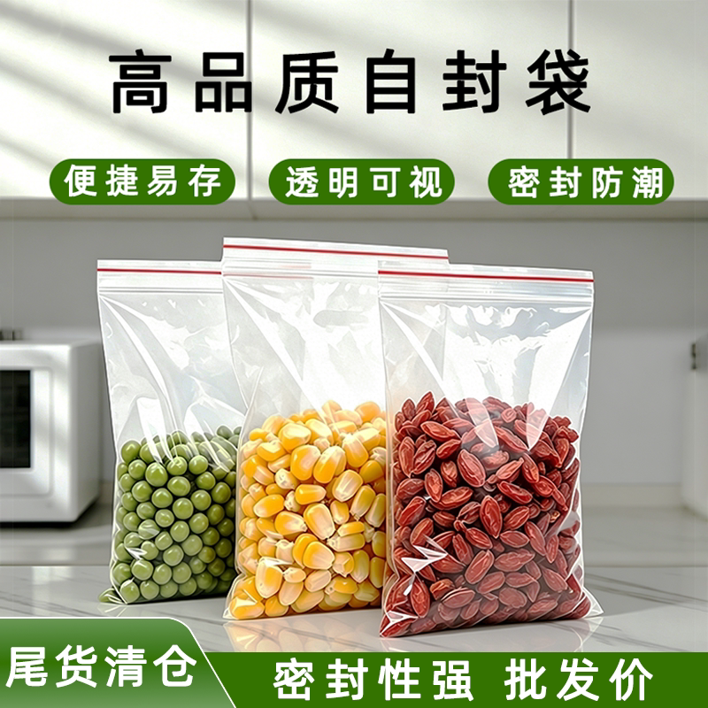 加厚透明自封袋大号食品保鲜袋密封袋塑料包装袋冷藏冷藏保鲜袋子