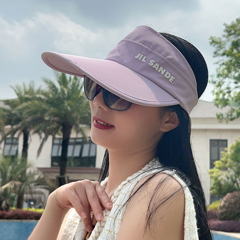 自带眼镜UPF50+防晒帽女夏季骑车防紫外线空顶太阳帽子遮阳帽遮脸
