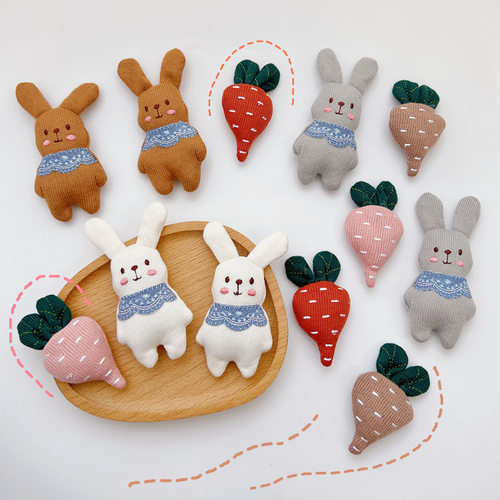 卡通布艺毛绒小兔子胡萝卜别针