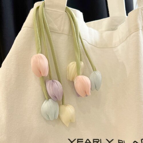 双头郁金香花苞布艺帆布包挂件
