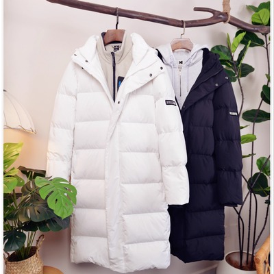 男女同款连帽长款鹅绒羽绒服
