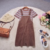 裁剪文艺美拉德灯芯绒宽松背带裙 法式 墨渲臻品 高级少女感