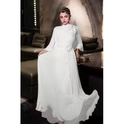 众设计感2025春夏新款女连衣裙宽松大码花朵百褶裙法式大摆优雅