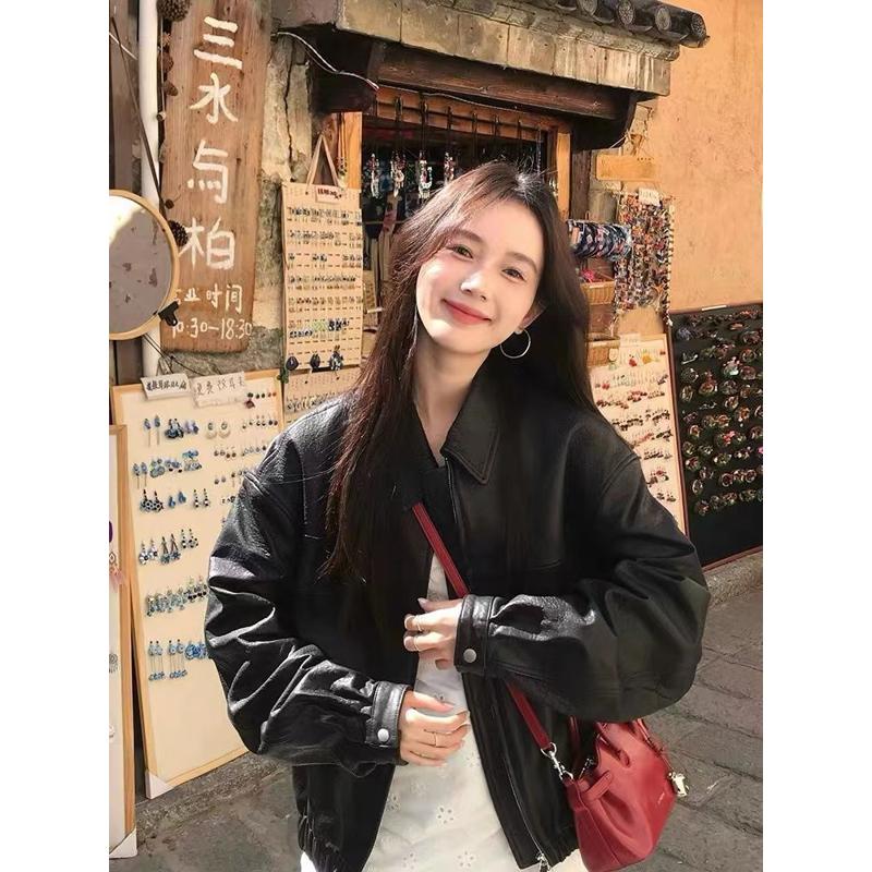 黑色系女士皮衣机车服夹克春秋复古显瘦百搭2026新款休闲外套上衣