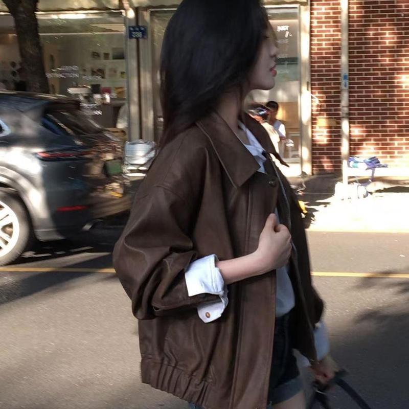 黑色系女士皮衣机车服夹克春秋复古显瘦百搭2026新款休闲外套上衣