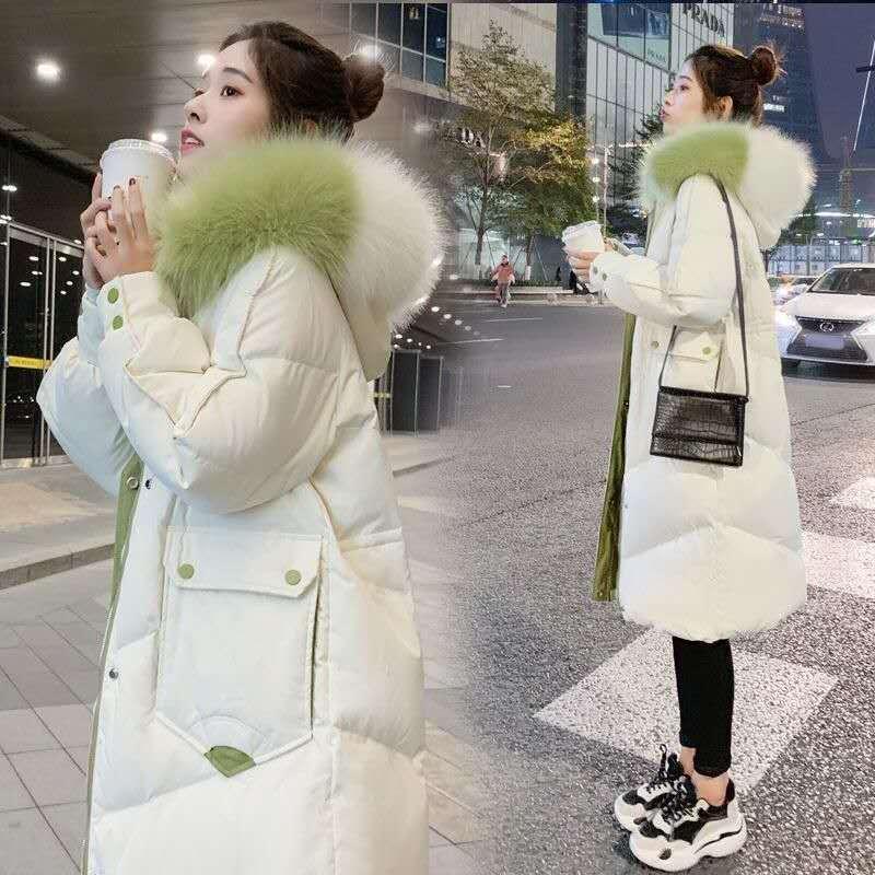 羽绒棉服女中长款新款冬装加厚大码棉袄韩版宽松大毛领棉衣外套潮