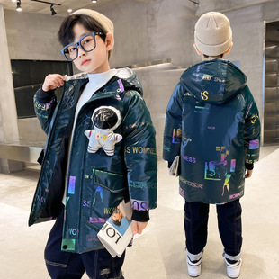 男童冬装加棉加厚保暖亮皮宇航员棉衣2023儿童中大童韩版羽绒棉服