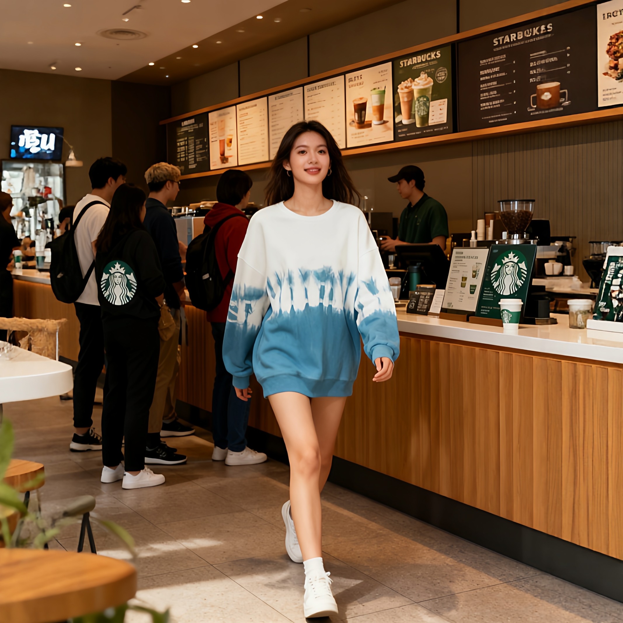 原创设计扎染纯棉加绒卫衣女款2025秋冬新款圆领宽松上衣加厚外套