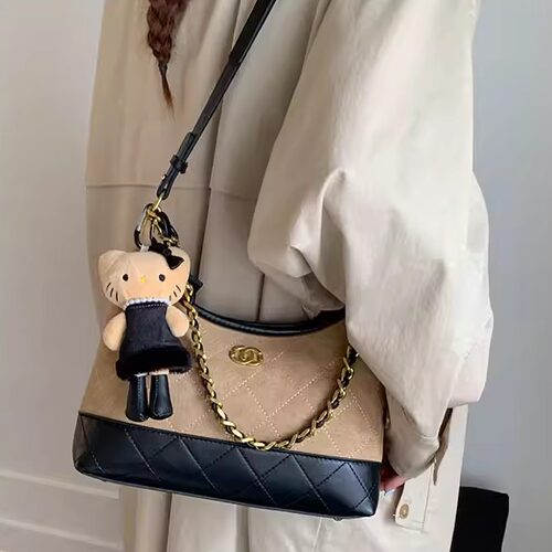 Paopaoro今年流行爆款菱格链条腋下包包女式2025新款潮斜挎流浪包