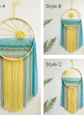 新款创意日出日落壁挂棉绳手工编织挂毯 房间装饰背景墙跨境