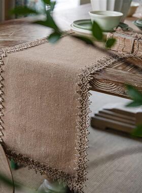 伊缦琪韵桌旗节日天然黄麻编织派对装饰美式装饰玄关盖巾