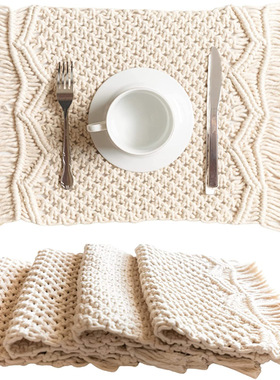 手工编织餐餐巾棉绳波西米亚风格节日婚庆装饰隔热亚马逊家居
