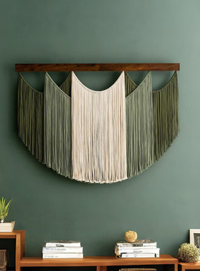 新款家居背景装饰手工编织挂毯 波西米亚风客厅房间棉绳流苏壁挂