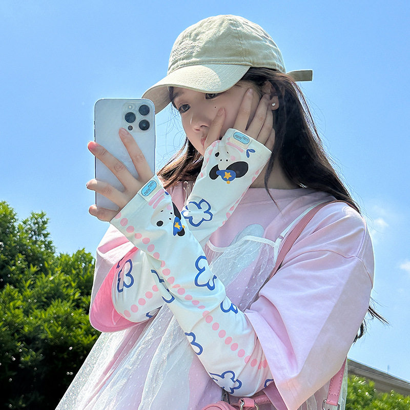 2026印花可爱夏季软妹女生卡通防晒袖套护臂套手袖学生冰丝冰袖潮