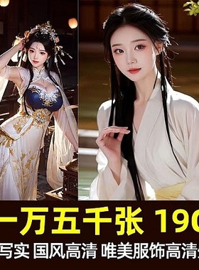 AI绘画古代国风写实人物设计服饰高清壁纸图片素材