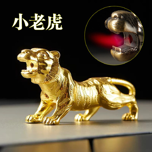 台式防风红火焰老虎充气打火机