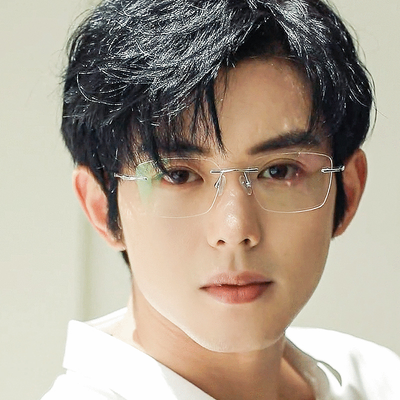 无框网红小红书同款眼镜纯钛