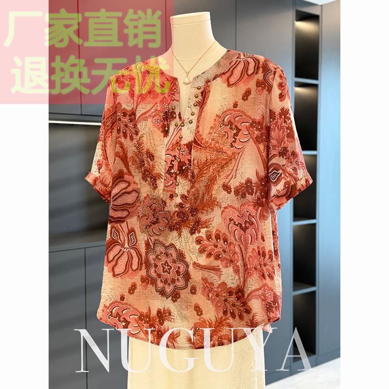 复古中国风棉麻衬衫女中老年2025夏装新款上衣气质百搭妈妈装衬衣