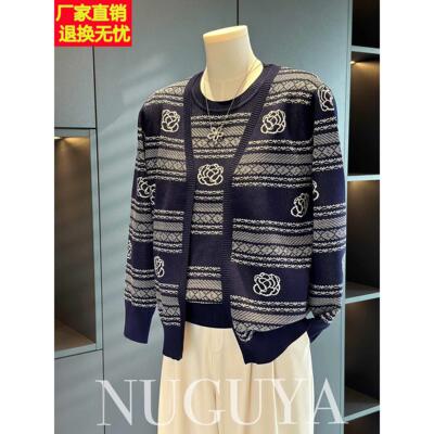 时尚休闲中老年针织衫套装女秋装新款气质百搭妈妈装大码两件套