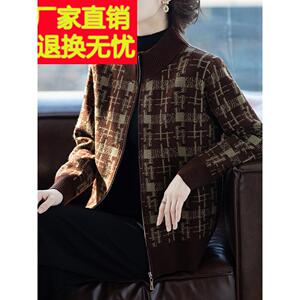 妈妈秋冬短款外套女秋装中老年人洋气质夹克时尚休闲加大码上衣服