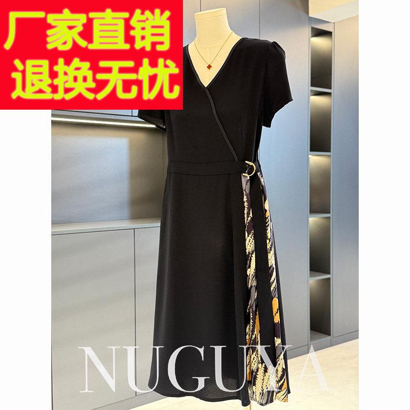 时尚洋派妈妈装雪纺洋装女短袖夏装新款中老年人显瘦裙子中长版