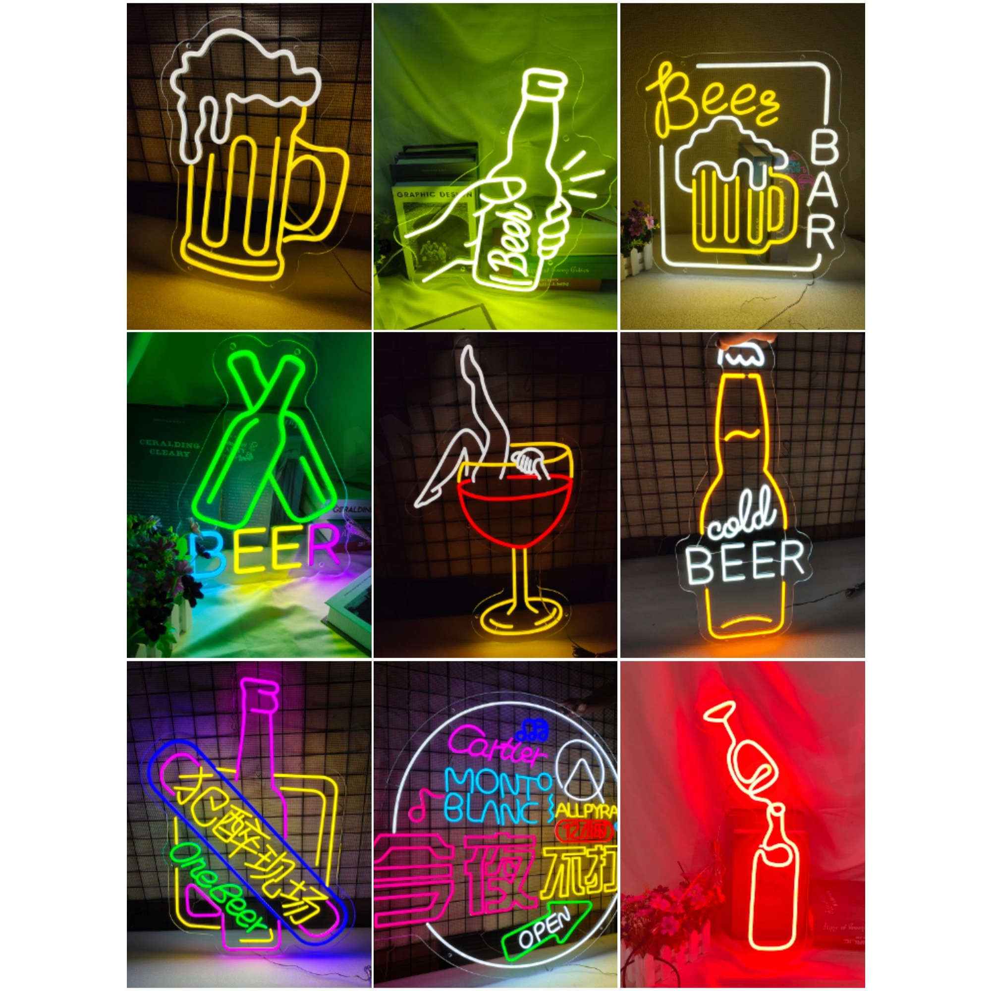 酒吧精酿啤酒霓虹灯室外吧台装饰灯干杯酒杯鸡尾酒灯造型灯发光字
