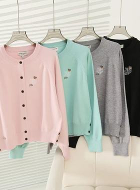 2025秋季新款学院风休闲刺绣简约针织毛衣长袖开衫女TTCK257802P